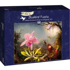 Bluebird Puzzle: Martin Johnson Heade - Cattleya Orchid and Three Hummingbirds, 1871 (1000)