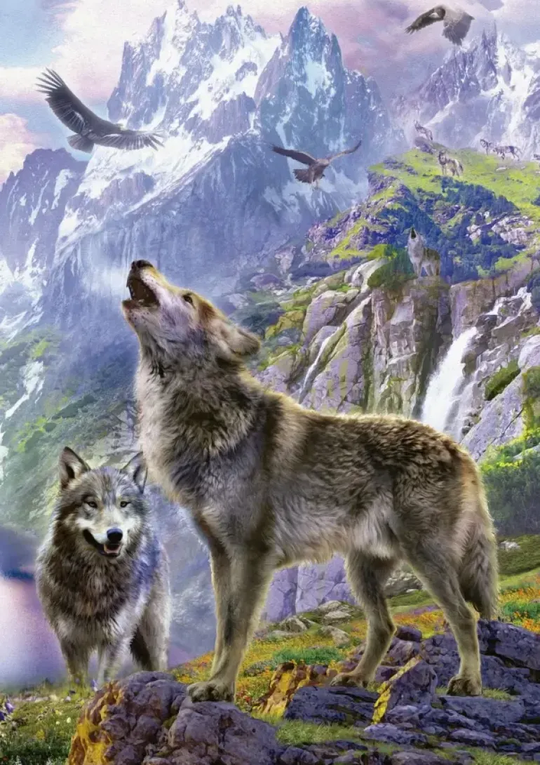 Educa: Jan Patrik Krasny - Wolves In the Rocks (500)