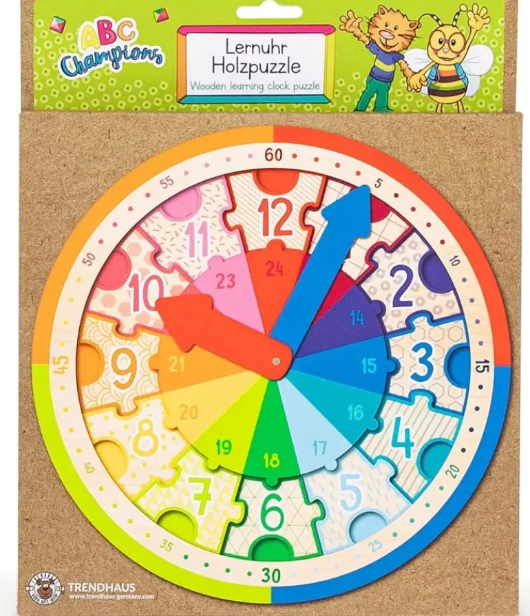 Trendhaus: ABC Champions - Learning Clock Wooden Puzzle